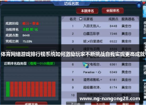 体育网络游戏排行榜系统如何激励玩家不断挑战自我实现更高成就